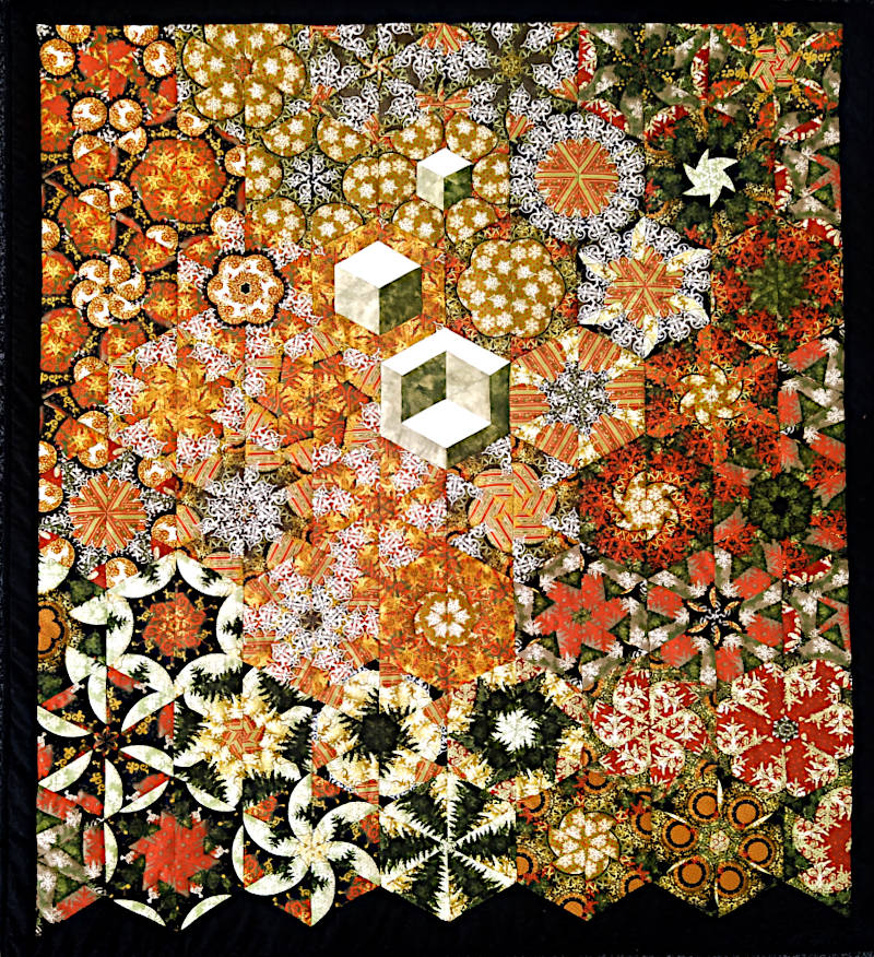 A quilt made by Joan Inwood. This was used as an example to show what could be done